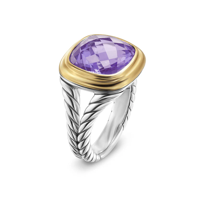 Albion Ring in Sterling Silver with 18K Yellow Gold and Amethyst, 11mm, Size 7 - Image 2