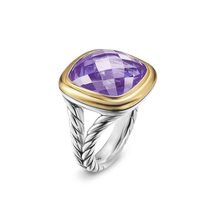 Albion Ring in Sterling Silver with 18K Yellow Gold and Amethyst, 15mm, Size 6 - Image 2