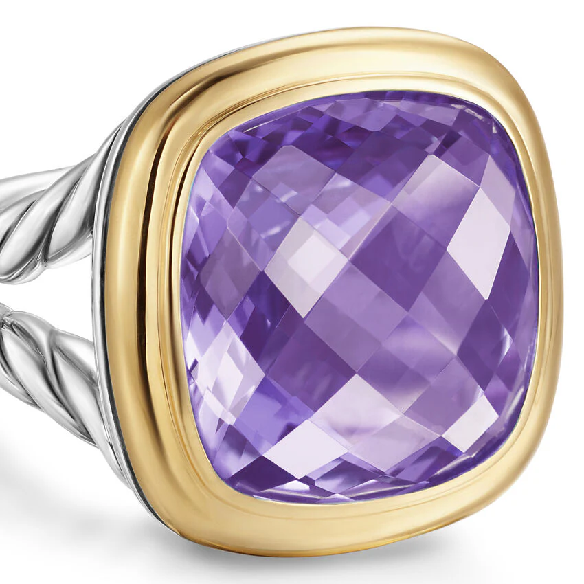 Albion Ring in Sterling Silver with 18K Yellow Gold and Amethyst, 15mm, Size 6 - Image 3