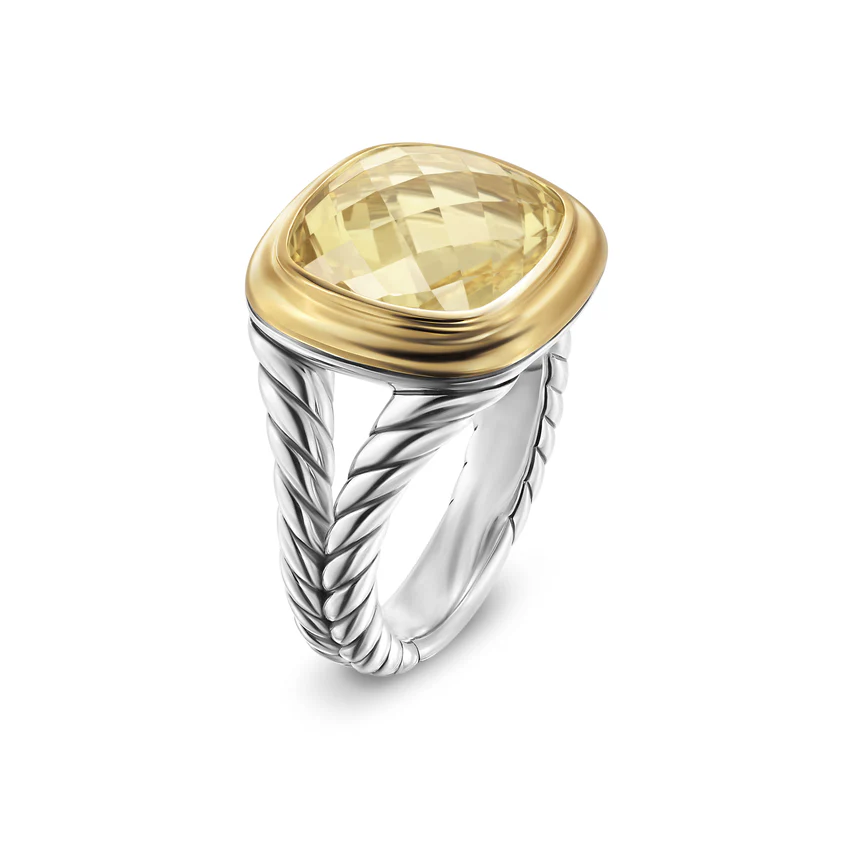 Albion Ring in Sterling Silver with 18K Yellow Gold and Champagne Citrine, 11mm, Size 7 - Image 2
