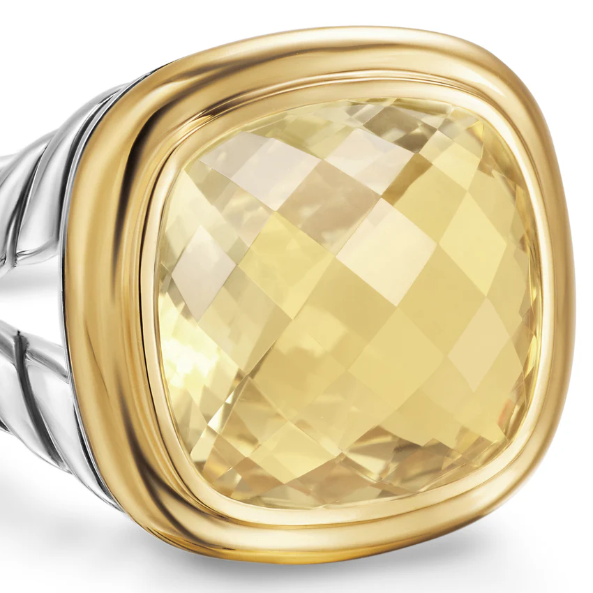 Albion Ring in Sterling Silver with 18K Yellow Gold and Champagne Citrine, 11mm, Size 7 - Image 3