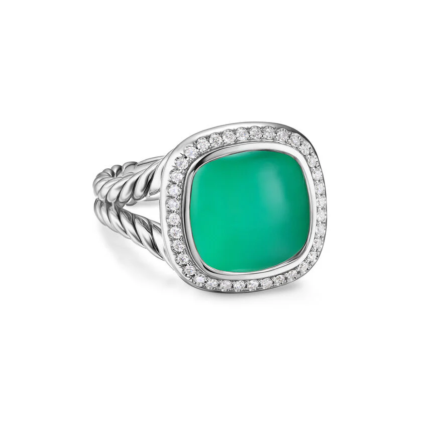 Albion Ring in Sterling Silver with Lagoon Orchid and Diamonds, 11.5mm, Size 6