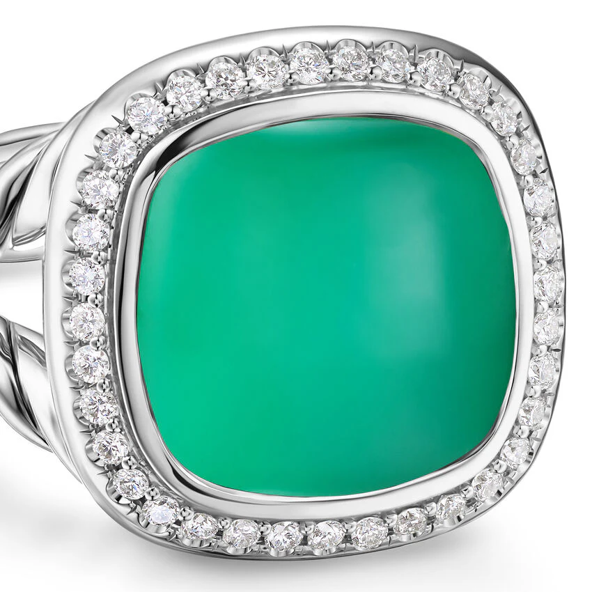 Albion Ring in Sterling Silver with Lagoon Orchid and Diamonds, 11.5mm, Size 6 - Image 3
