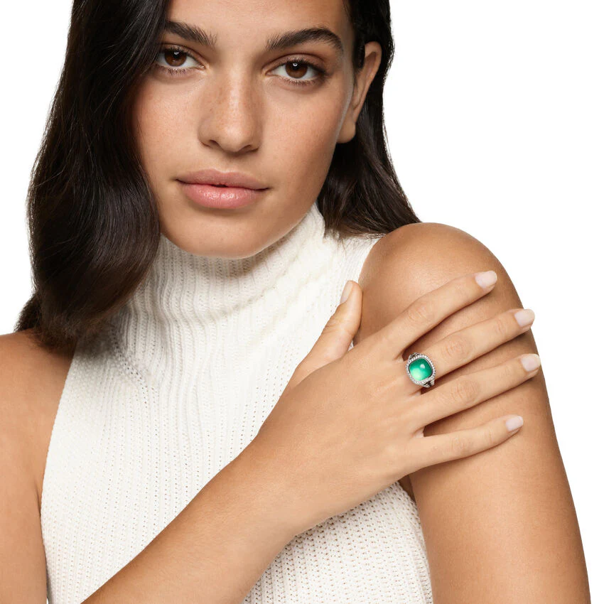Albion Ring in Sterling Silver with Lagoon Orchid and Diamonds, 11.5mm, Size 6 - Image 4