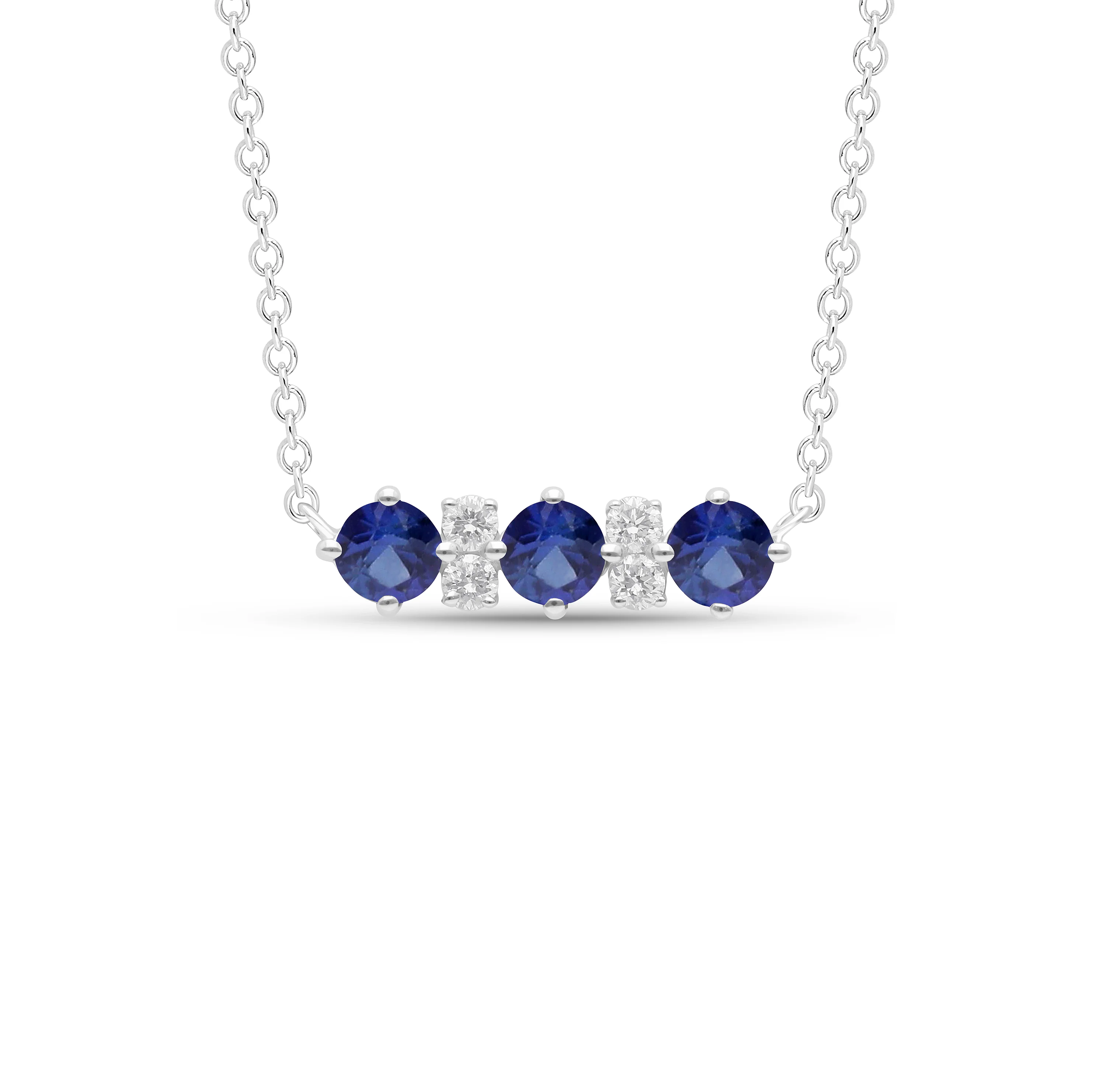 Sabel Collection Alternating Blue Sapphire and Diamond Bar Necklace