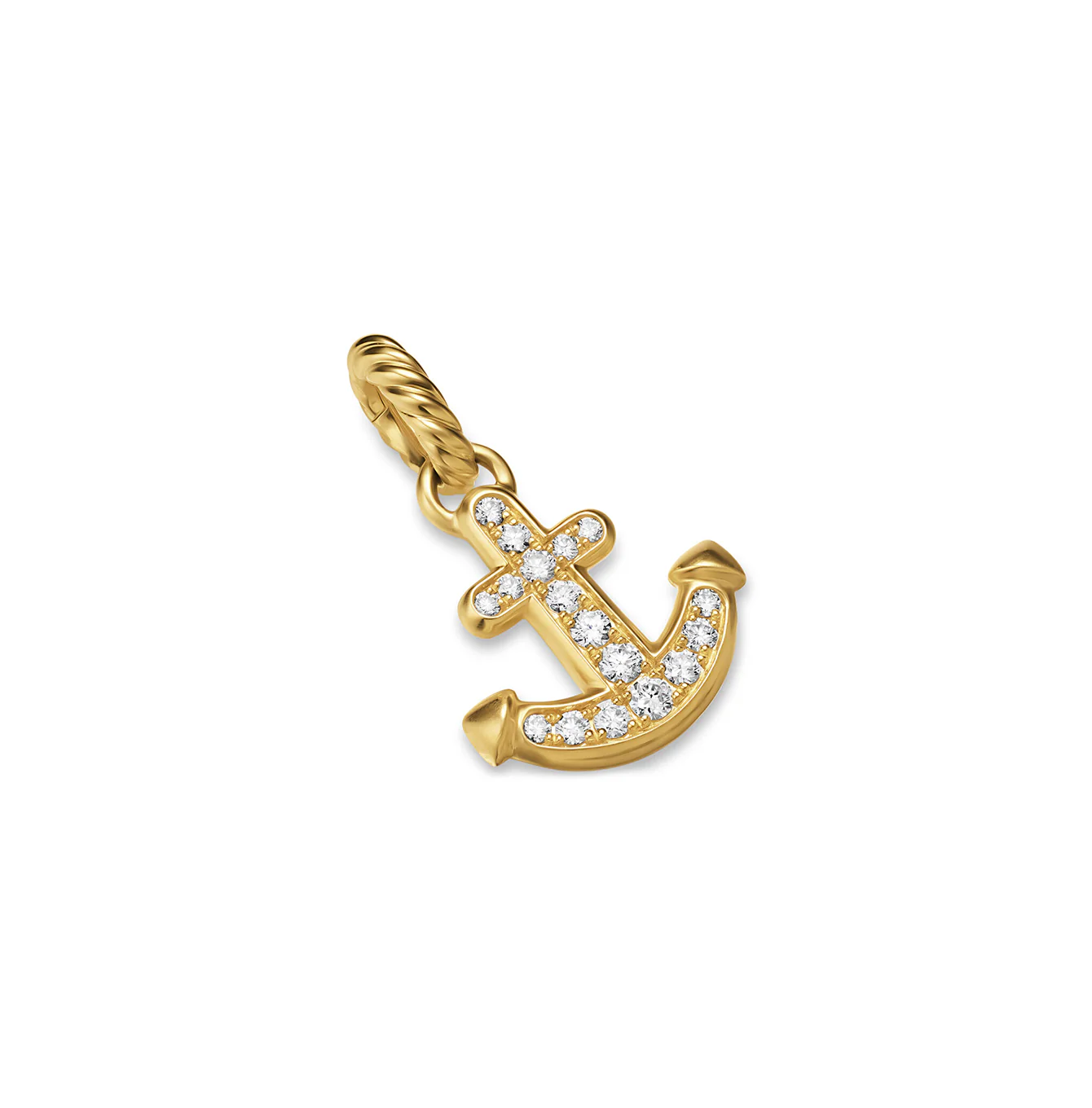 Anchor Amulet in 18K Yellow Gold with Diamonds, 14.5mm
