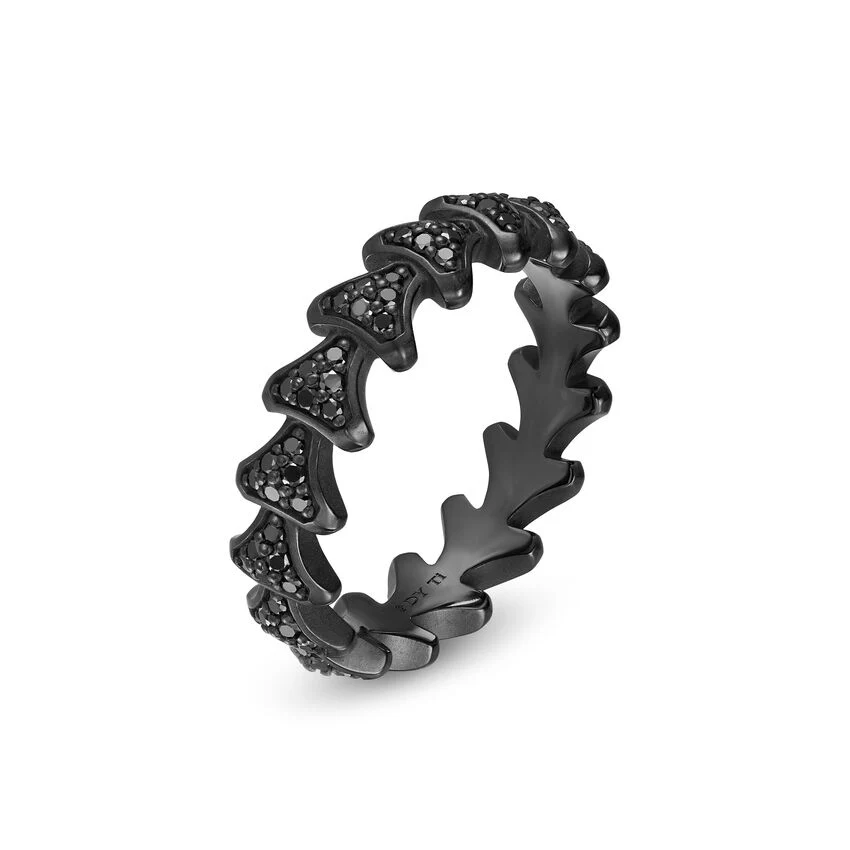 Armory Band Ring in Black Titanium with Black Diamonds, 6.2mm, Size 10 - Image 2