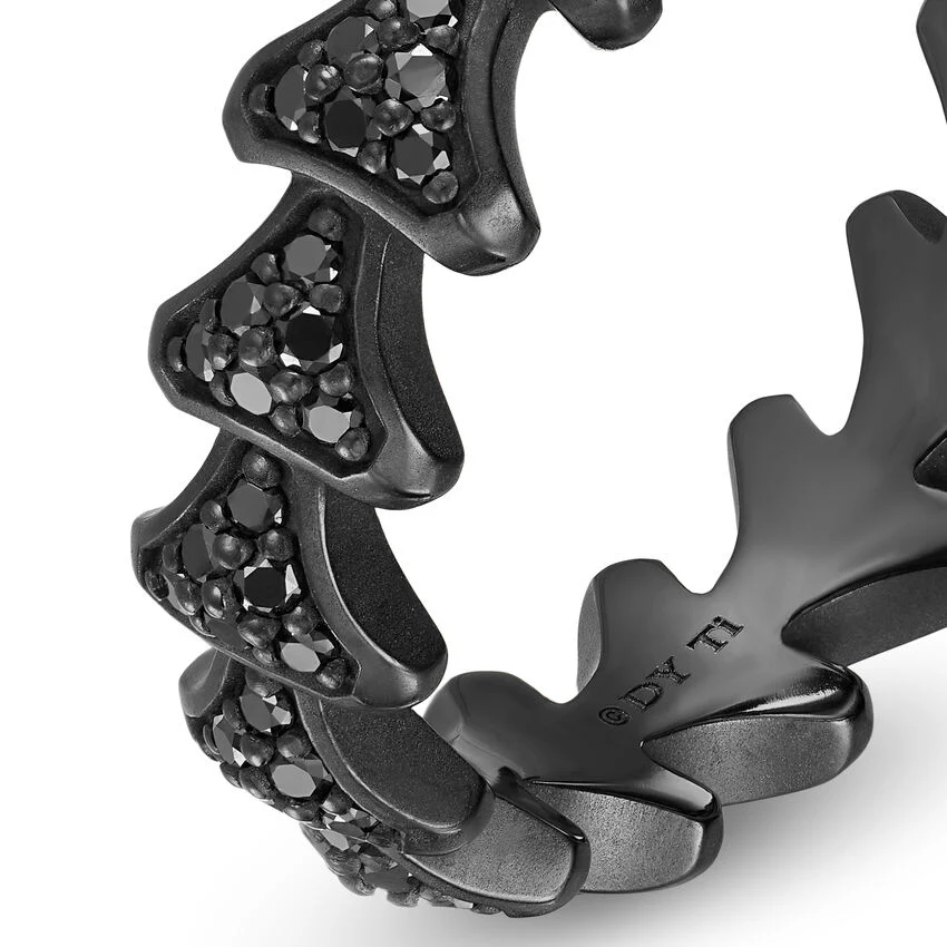 Armory Band Ring in Black Titanium with Black Diamonds, 6.2mm, Size 10 - Image 3