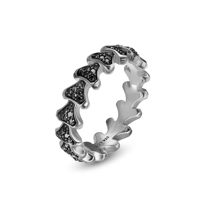 Armory Band Ring in Sterling Silver with Black Diamonds, 6.2mm, Size 10 - Image 2