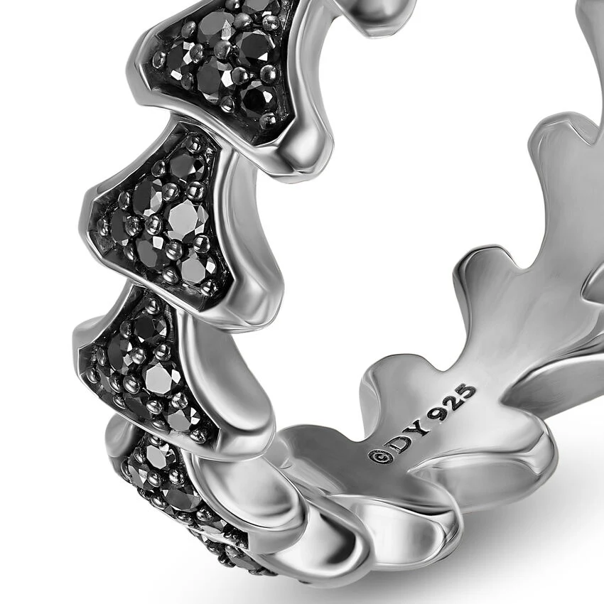Armory Band Ring in Sterling Silver with Black Diamonds, 6.2mm, Size 10 - Image 3