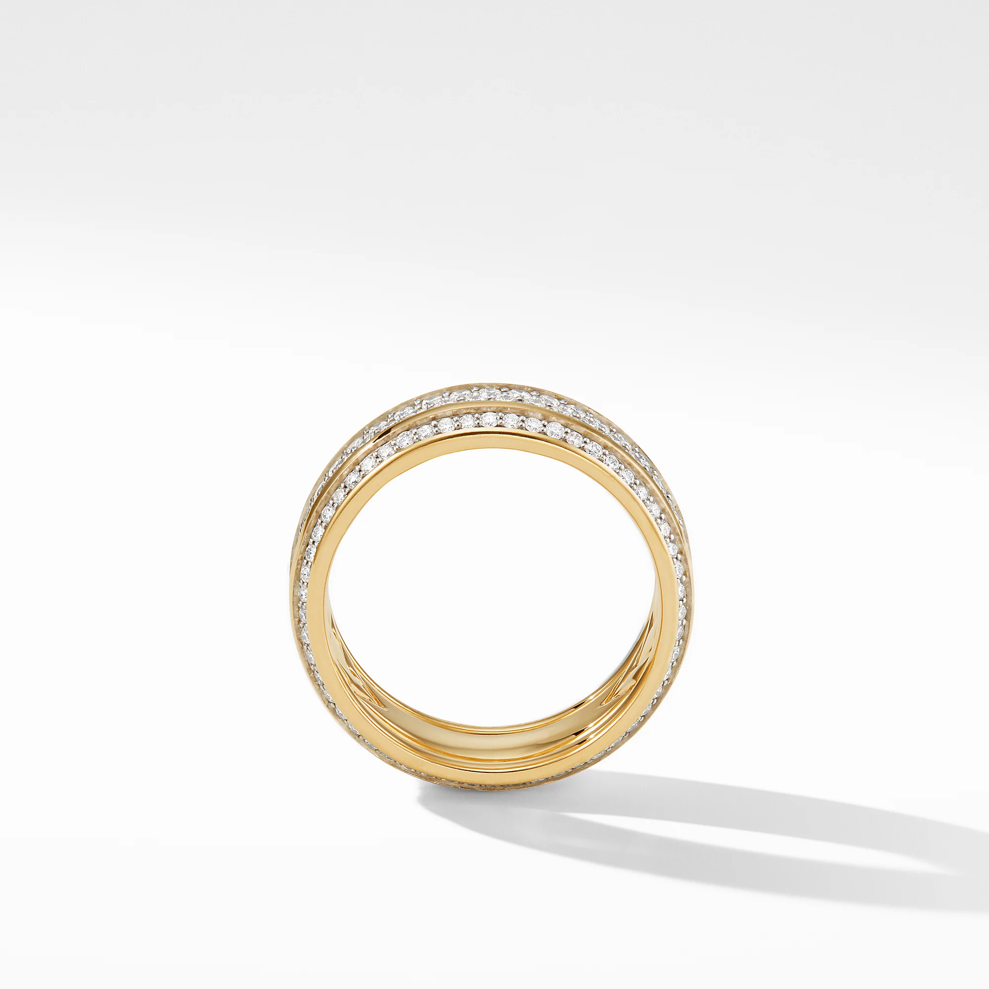 Beveled Band Ring in 18K Yellow Gold with Diamonds - Image 3