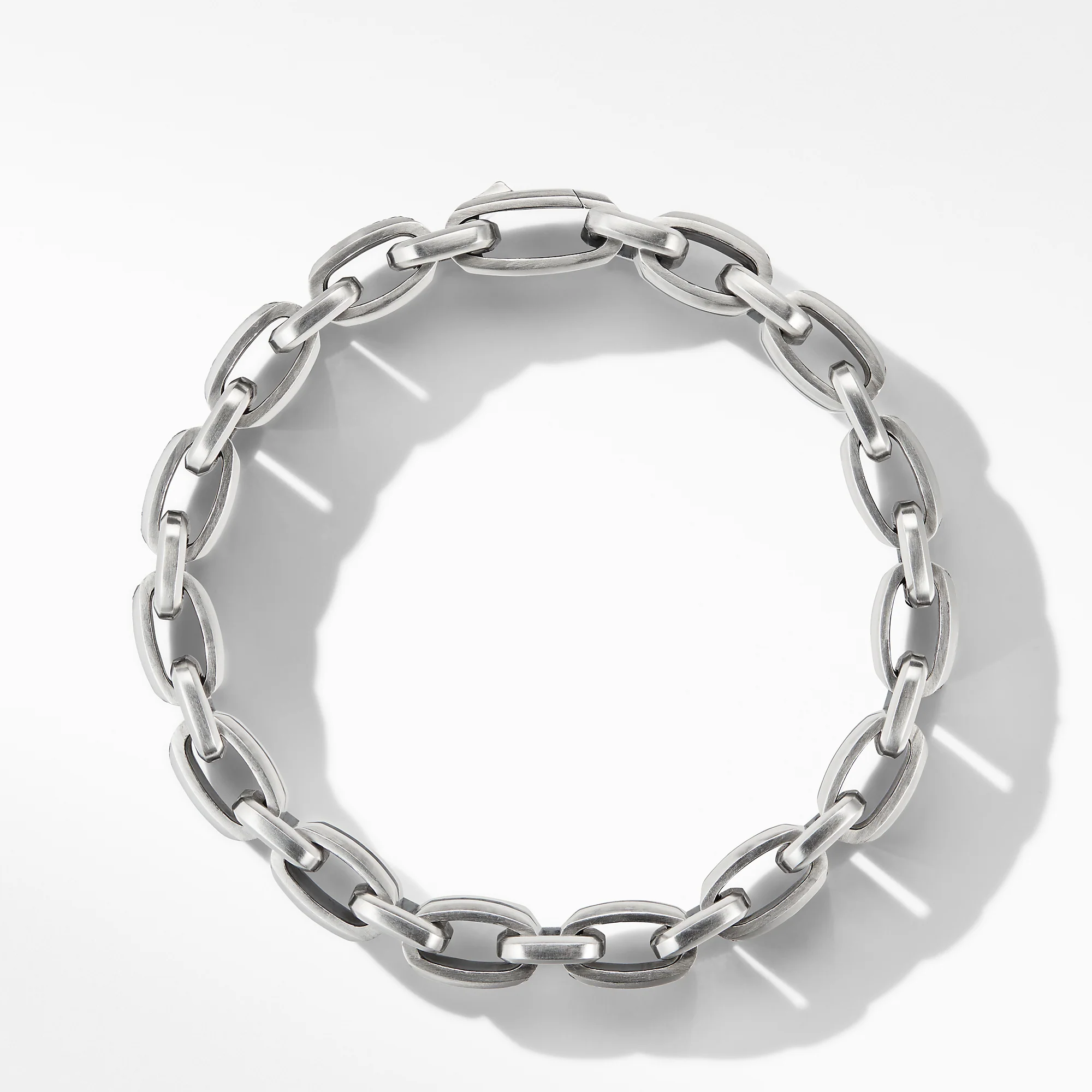 Beveled Link Bracelet with Pavé Black Diamonds, Size Medium - Image 2