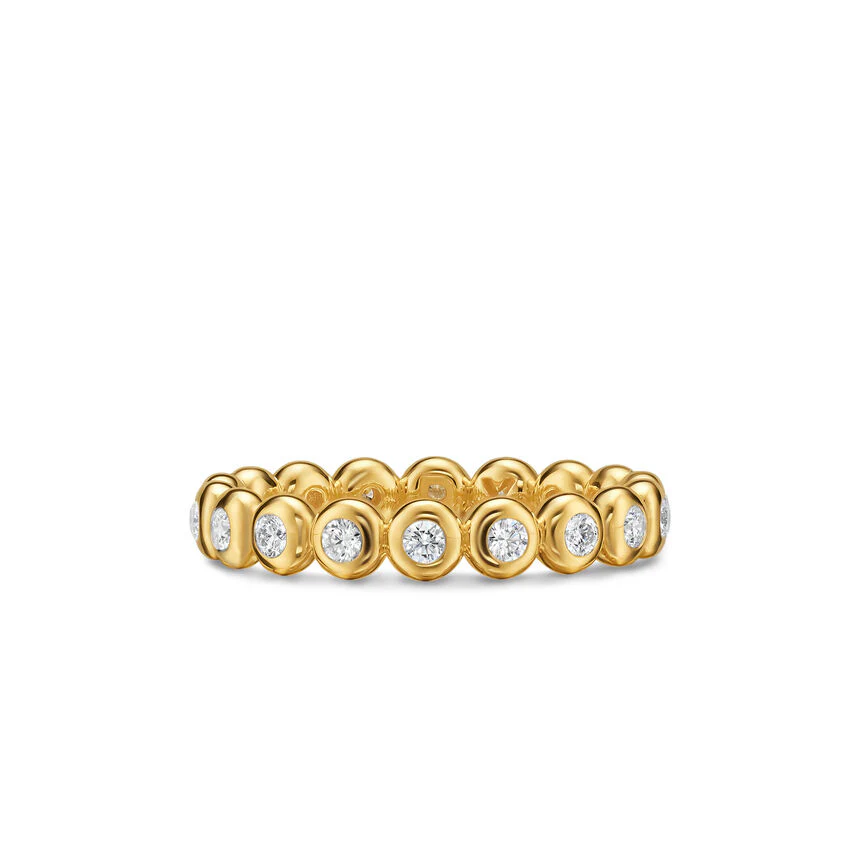 Bezel Set Band in 18K Yellow Gold with Diamonds, 3.7mm, Size 7