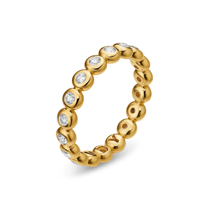 Bezel Set Band in 18K Yellow Gold with Diamonds, 3.7mm, Size 7 - Image 2