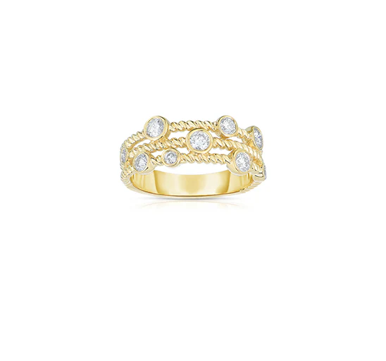 Sabel Collection 14K Yellow Gold Bezel Set Diamond Three Row Ring