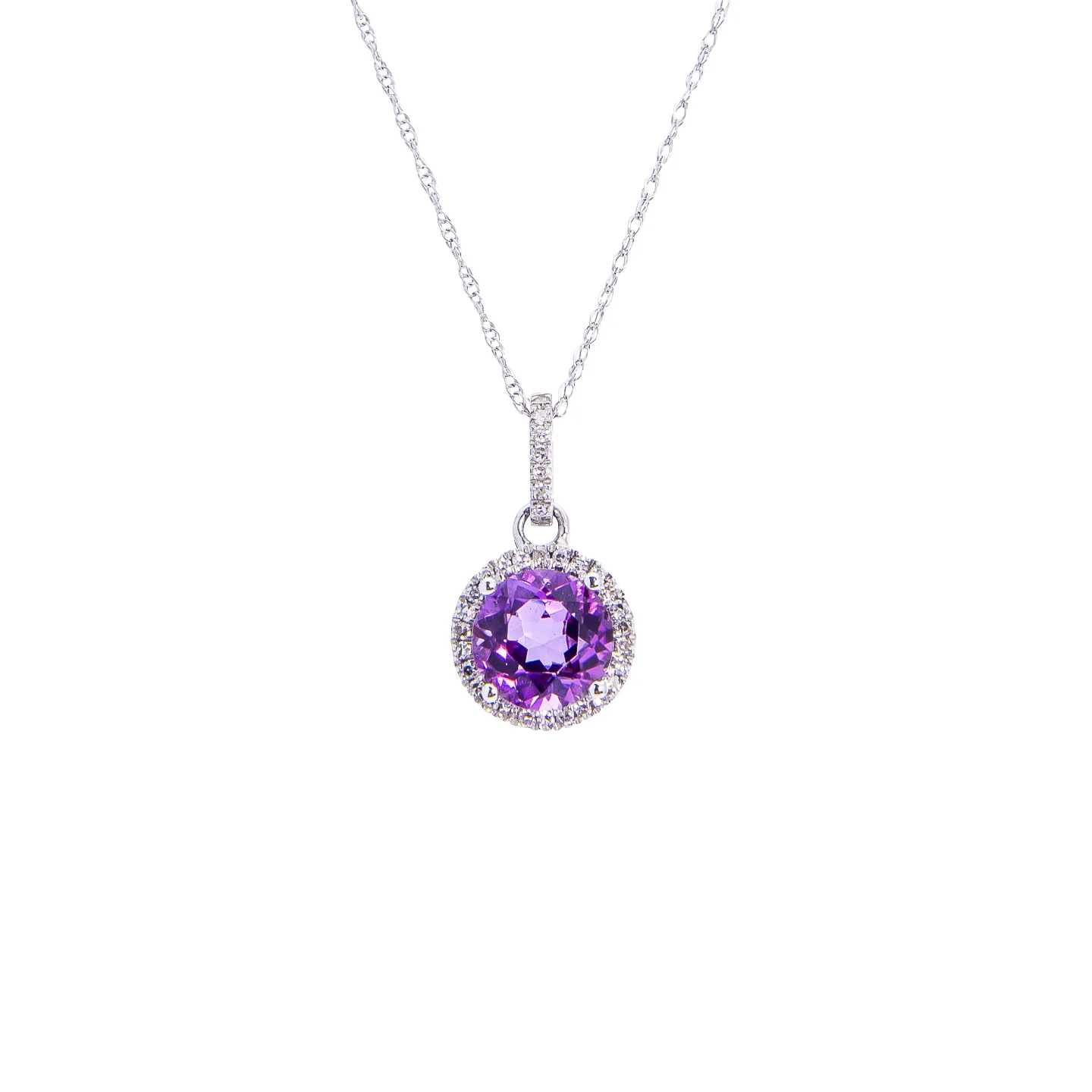 Sabel Collection Birthstone and Diamond Halo Pendant - Image 11