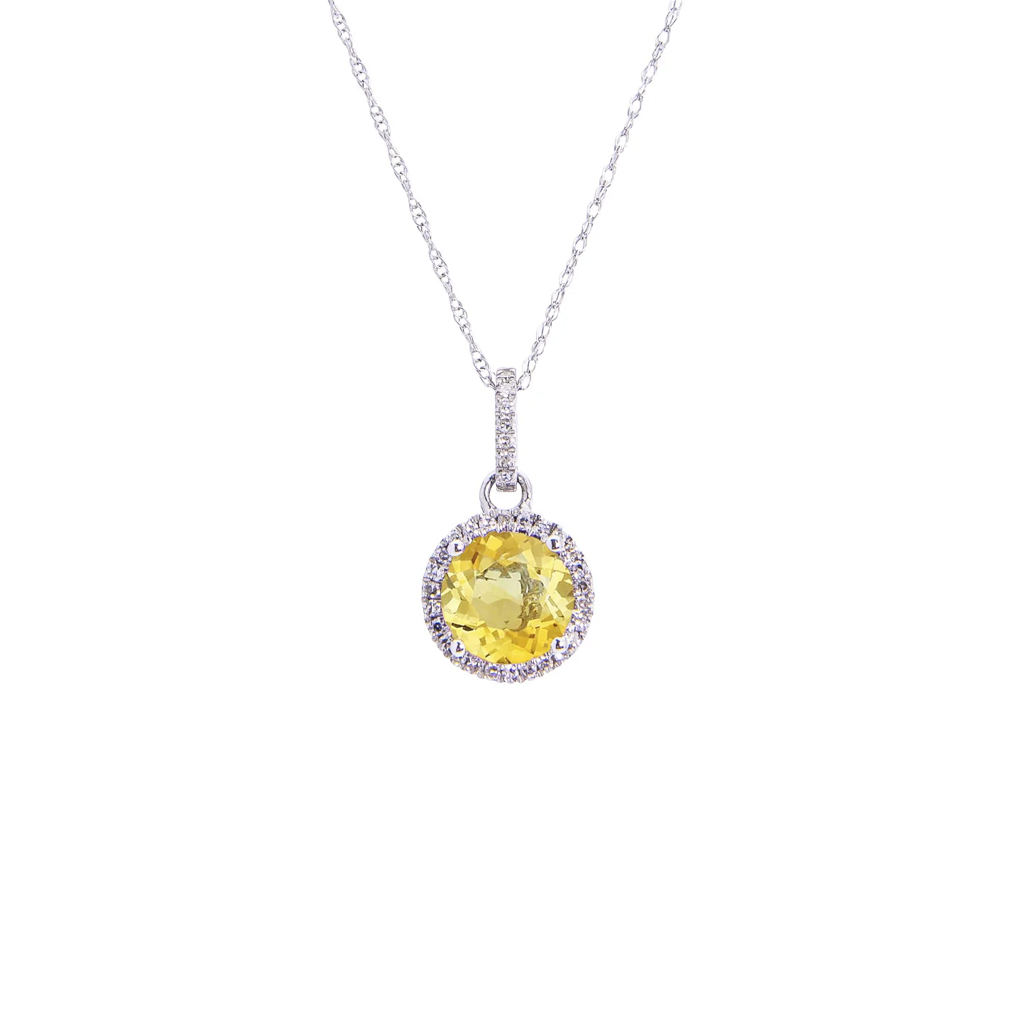 Sabel Collection Birthstone and Diamond Halo Pendant - Image 3