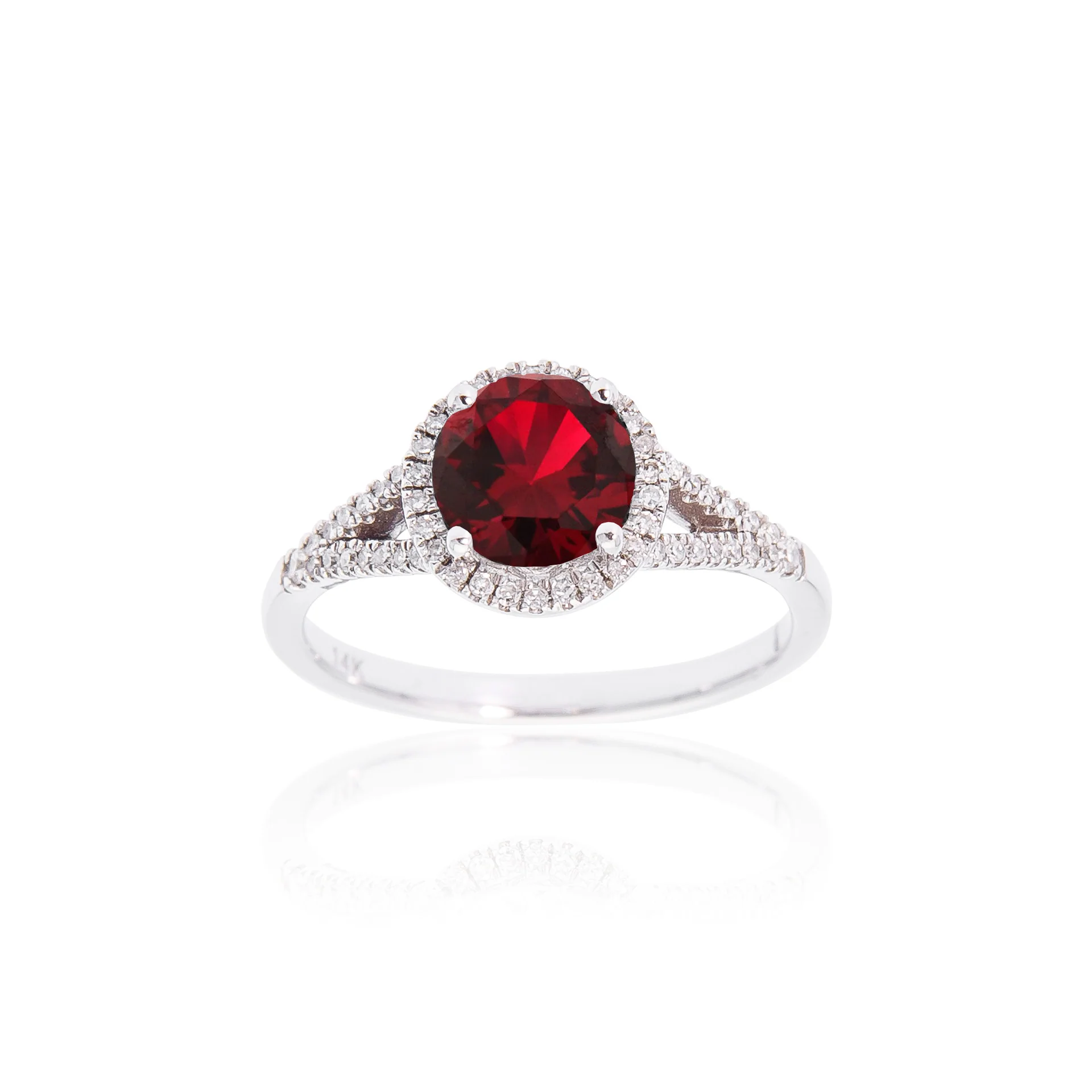 Sabel Collection Birthstone and Diamond Halo Ring - Image 12