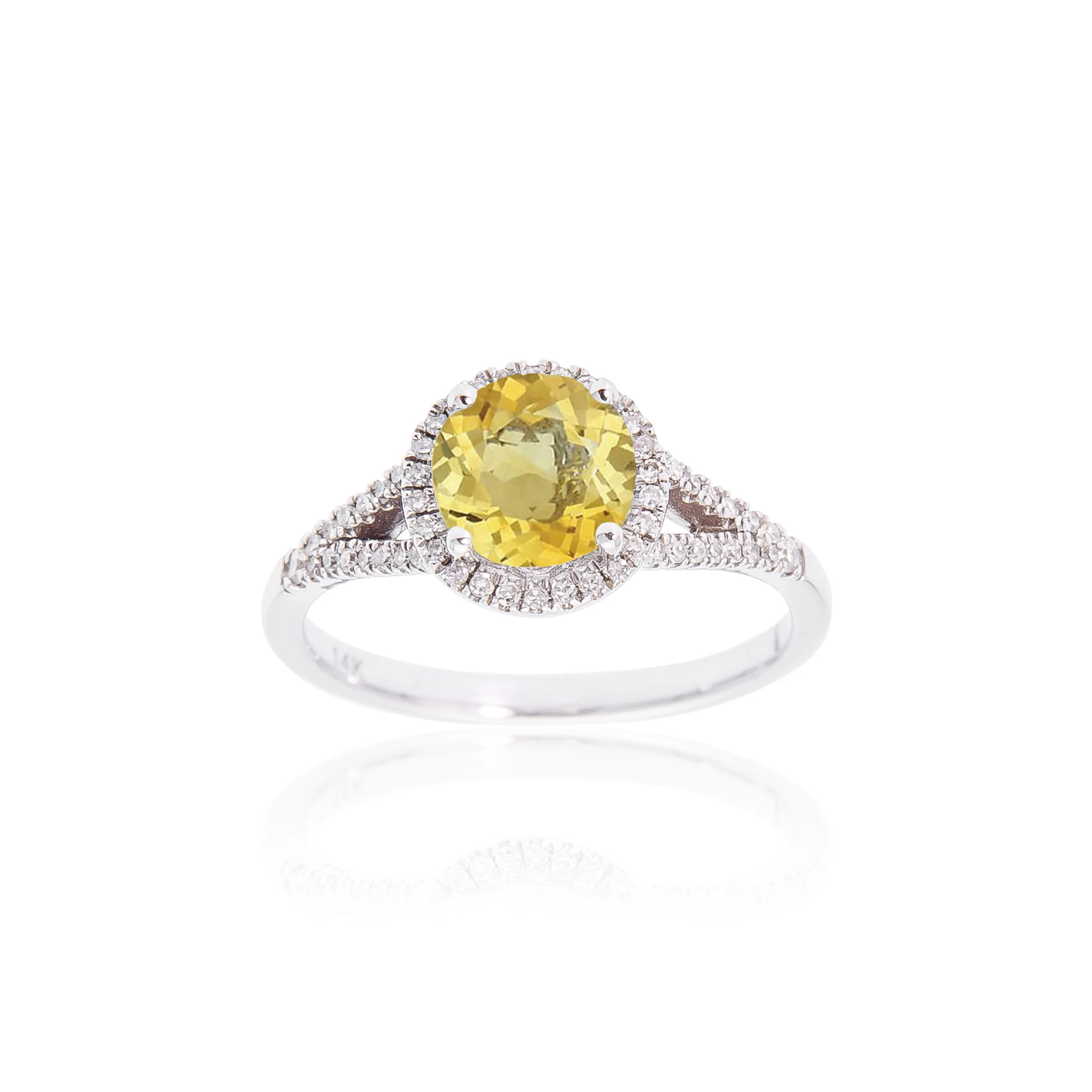 Sabel Collection Birthstone and Diamond Halo Ring - Image 3