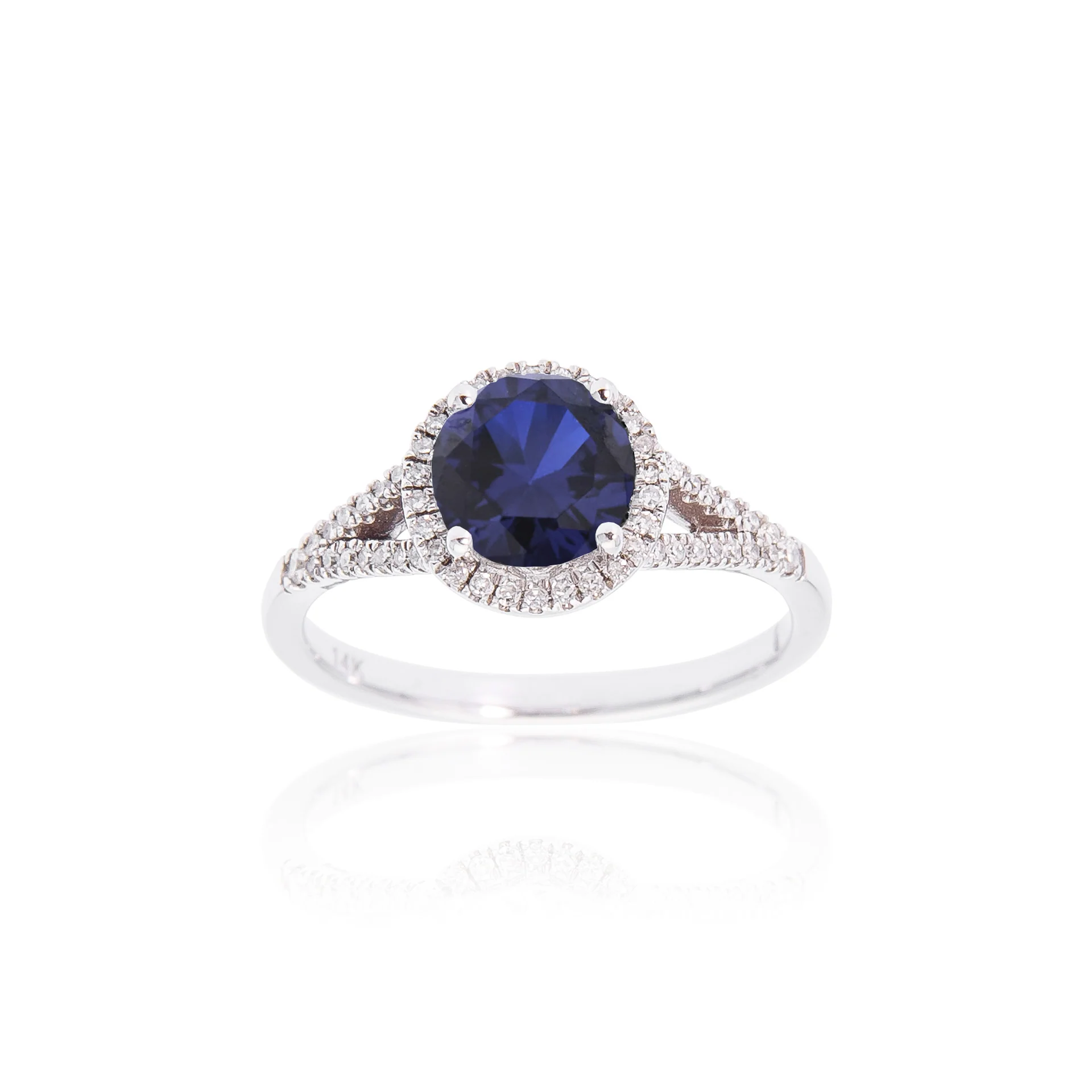 Sabel Collection Birthstone and Diamond Halo Ring - Image 7