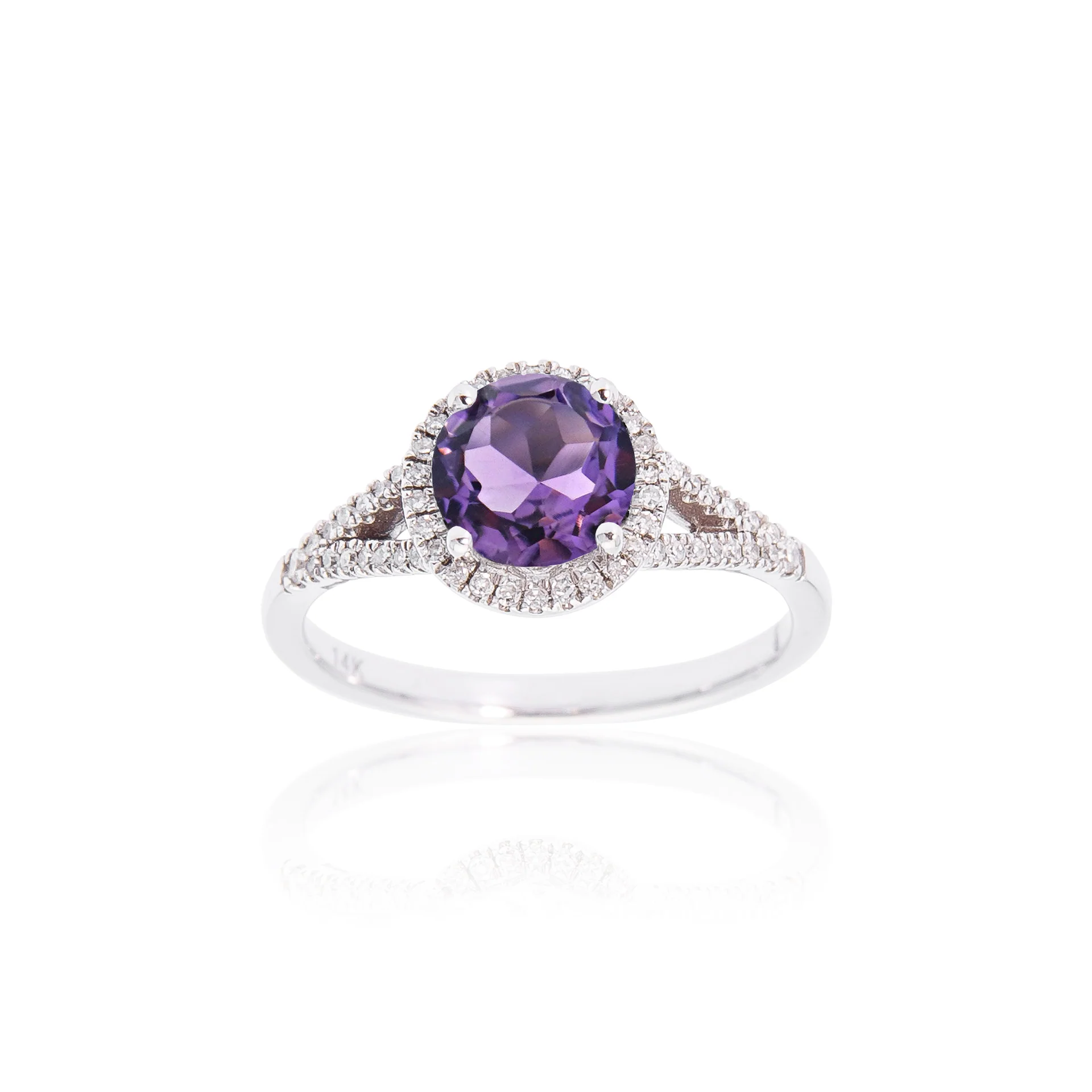 Sabel Collection Birthstone and Diamond Halo Ring - Image 9