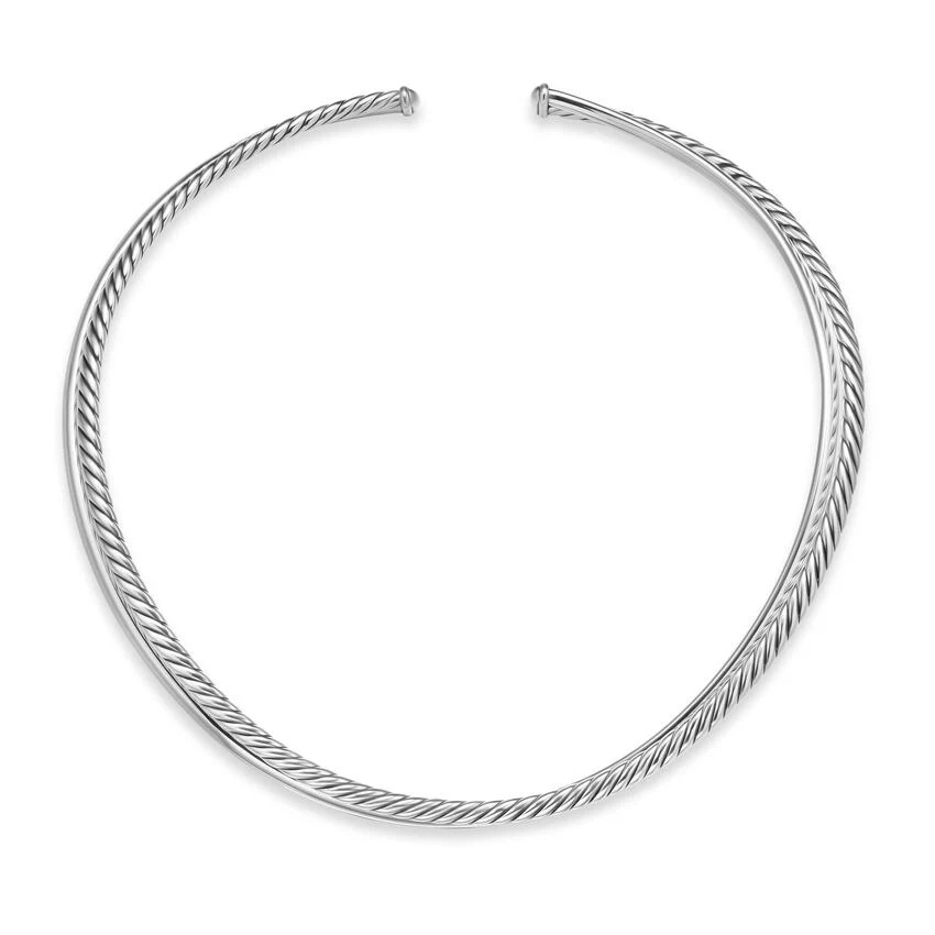 Bold Crossover Collar Necklace in Sterling Silver, 10mm, 16"