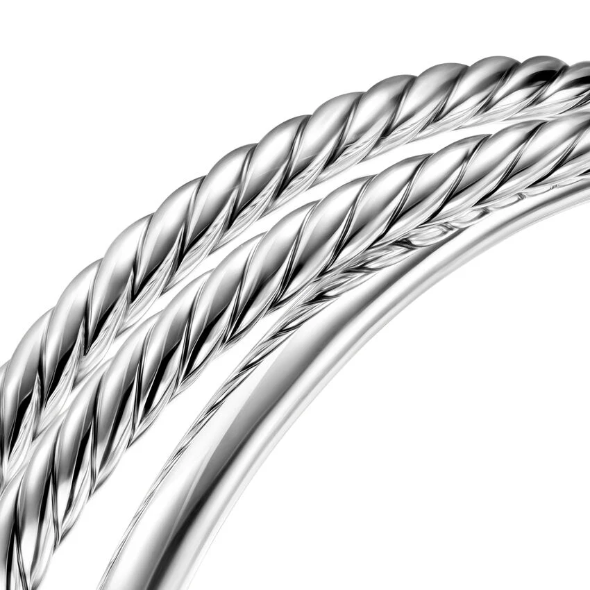 Bold Crossover Three Row Cuff in Sterling Silver, 19mm, Size Medium - Image 3