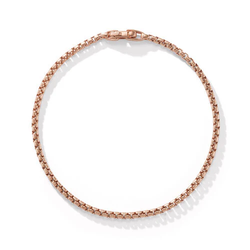 Box Chain Bracelet in 18K Rose Gold, 2.7mm, Size Medium - Image 2