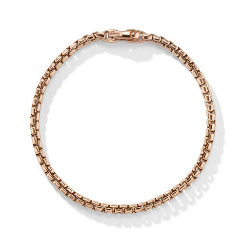 Box Chain Bracelet in 18K Rose Gold, 3.4mm - Image 2