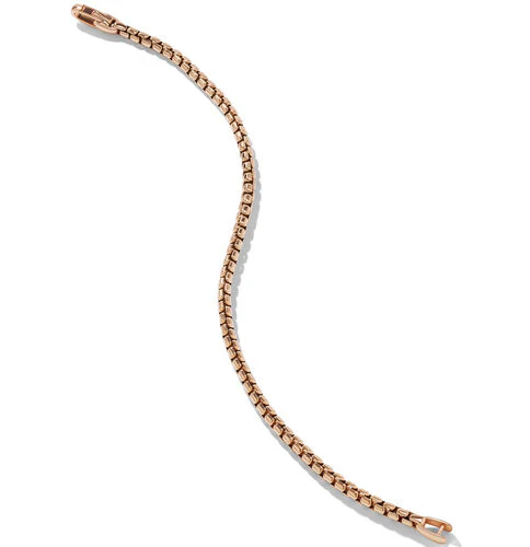 Box Chain Bracelet in 18K Rose Gold, 3.4mm - Image 3