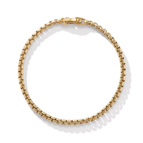 Box Chain Bracelet in 18K Yellow Gold, 3.4mm - Image 2