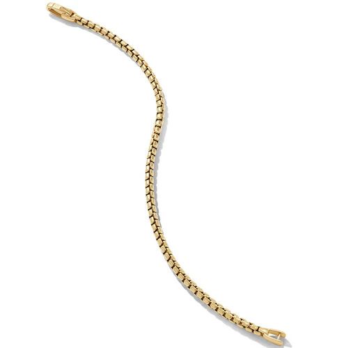 Box Chain Bracelet in 18K Yellow Gold, 3.4mm - Image 3