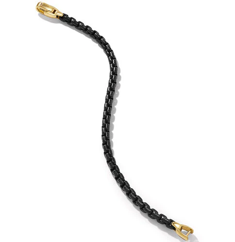 Box Chain Bracelet in Stainless Steel and 14K Yellow Gold - Image 3