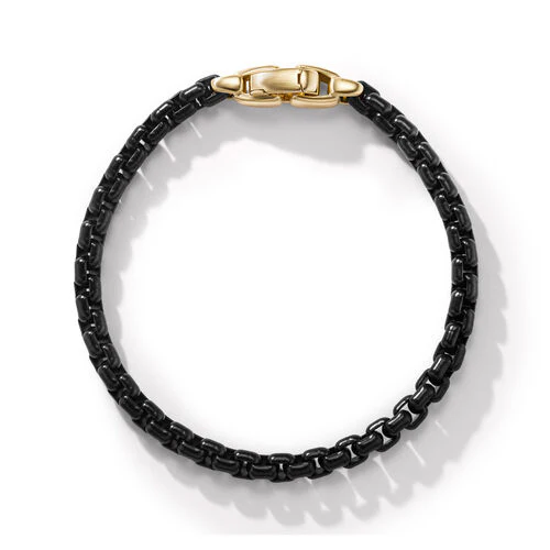 Box Chain Bracelet in Stainless Steel and 14K Yellow Gold - Image 2