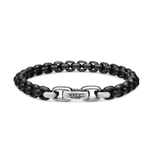 Box Chain Bracelet with Stainless Steel and Sterling Silver, 7.3mm, Size Large - Image 2
