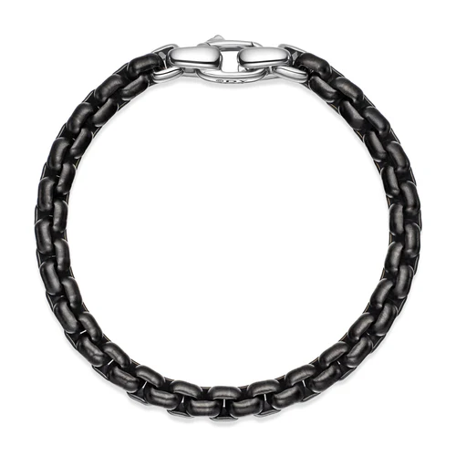 Box Chain Bracelet with Stainless Steel and Sterling Silver, 7.3mm, Size Large - Image 3
