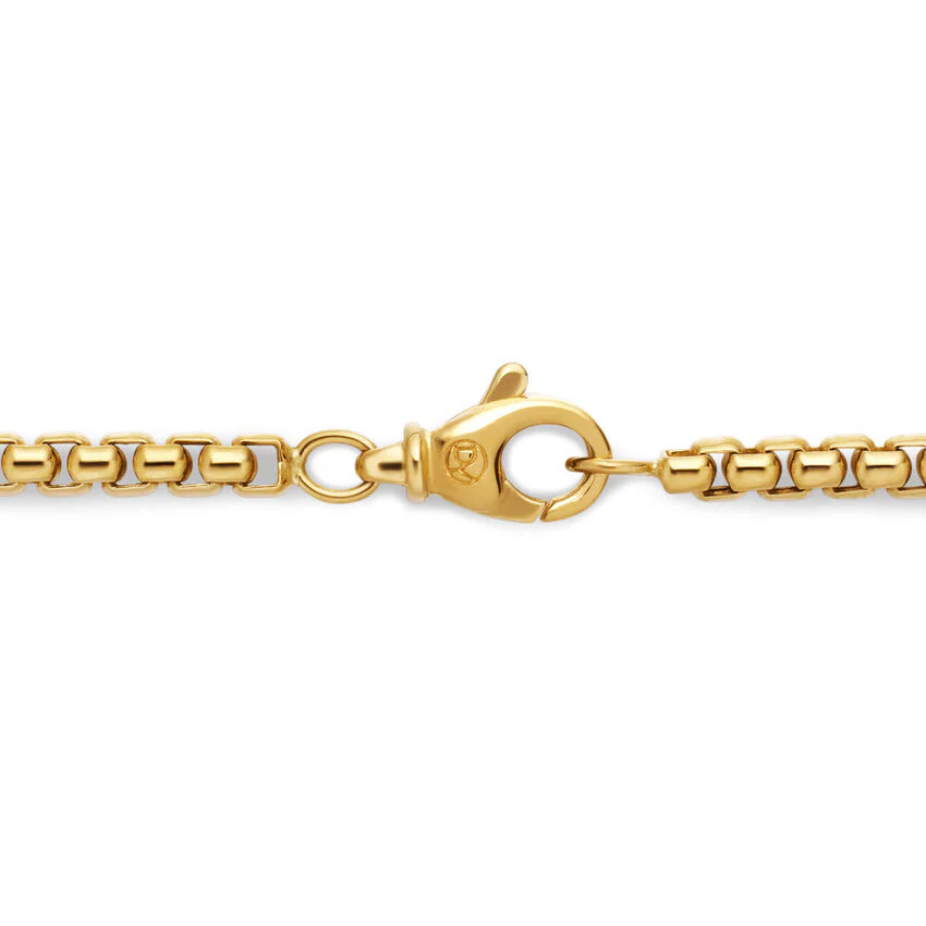 Box Chain Necklace in 18K Yellow Gold, 3.4mm, 18" - Image 2