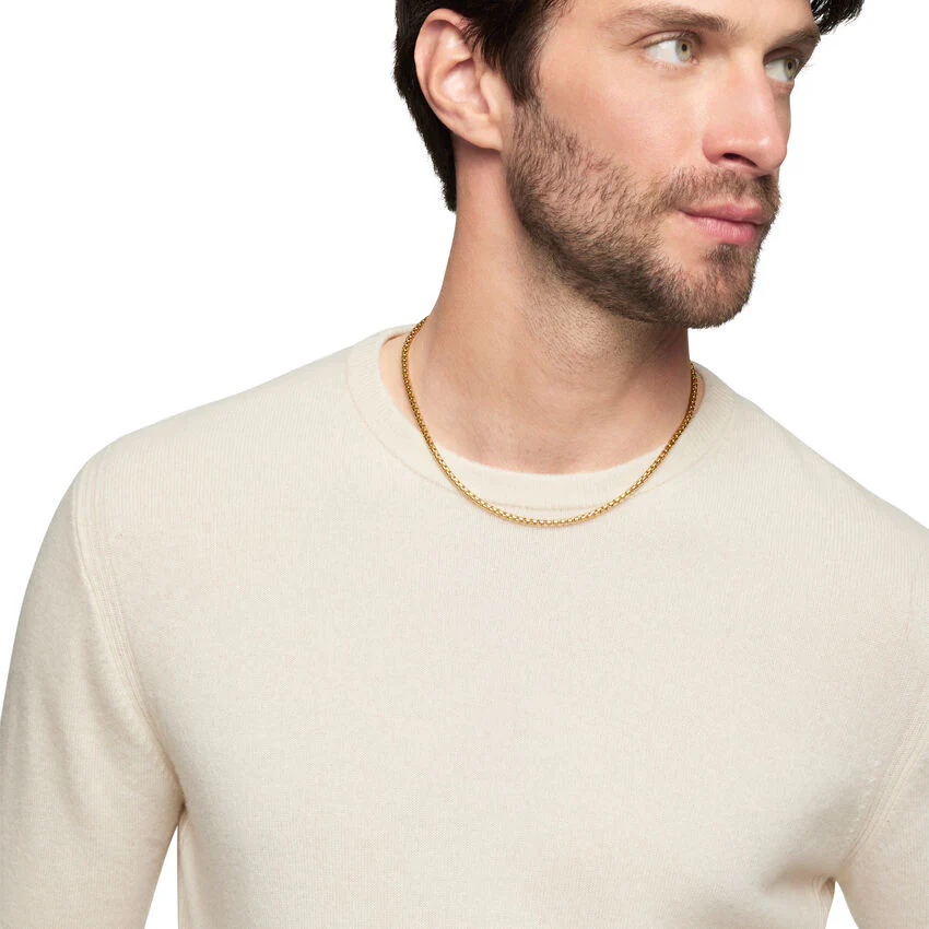 Box Chain Necklace in 18K Yellow Gold, 3.4mm, 18" - Image 3