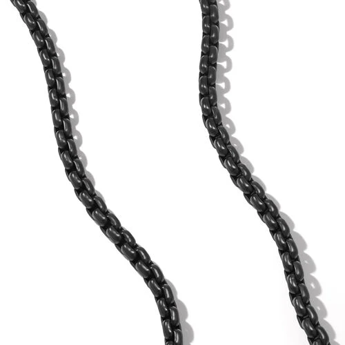 Box Chain Necklace in Stainless Steel and Sterling Silver, 22" - Image 2