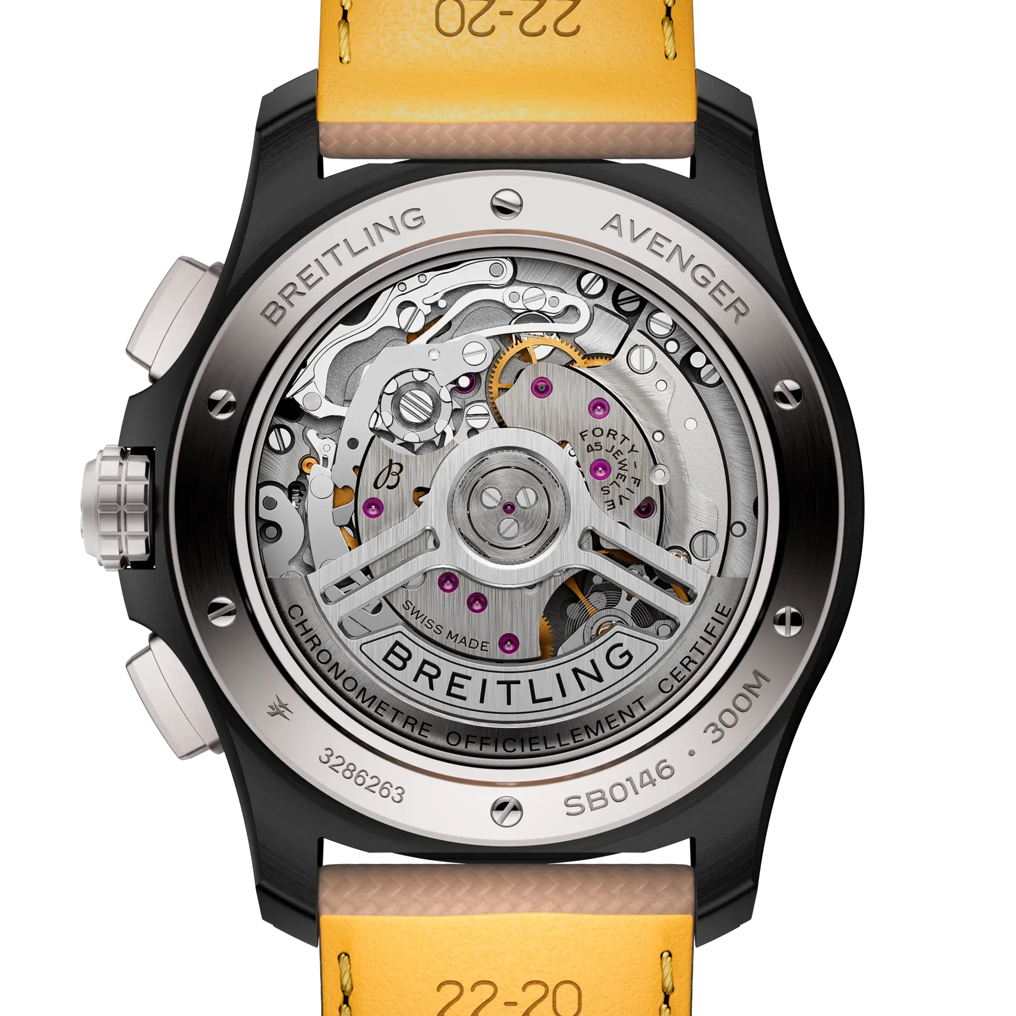 Breitling Avenger B01 Chronograph 42 Night Mission Watch with Leather Strap - Image 3
