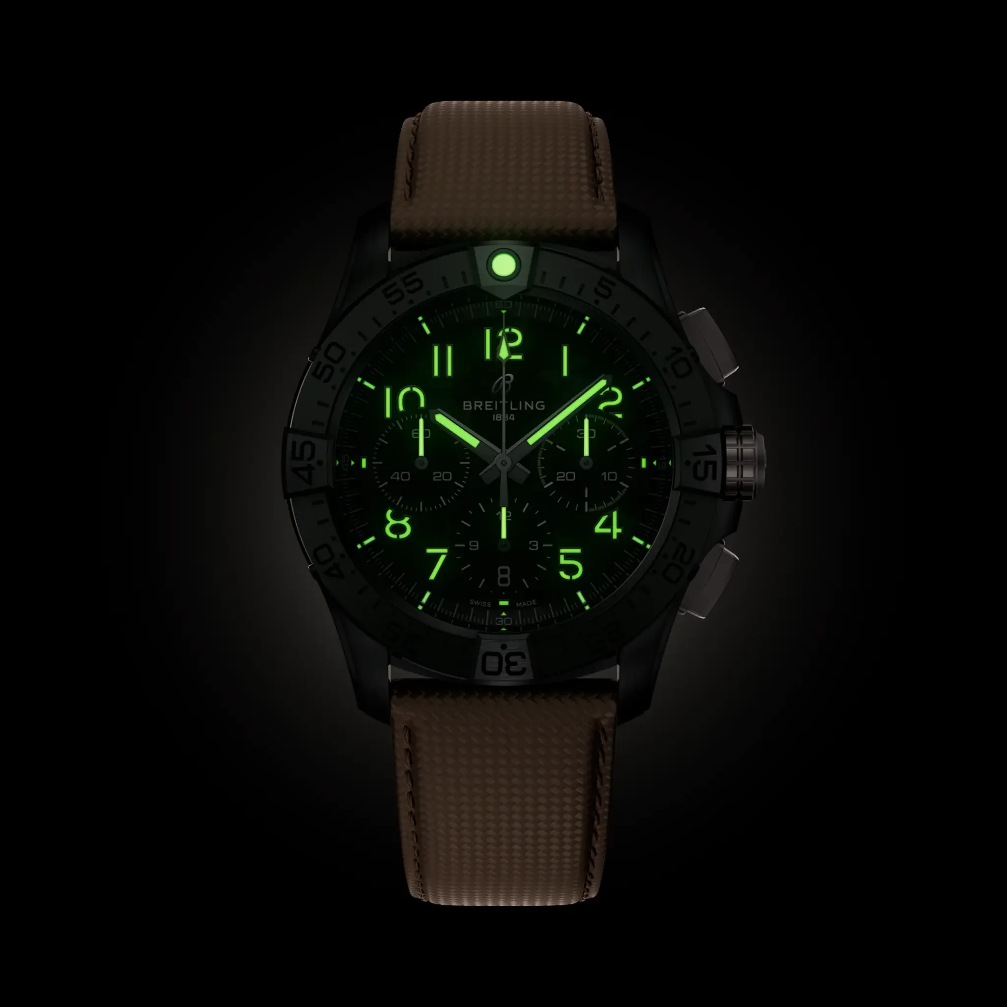 Breitling Avenger B01 Chronograph 42 Night Mission Watch with Leather Strap - Image 4
