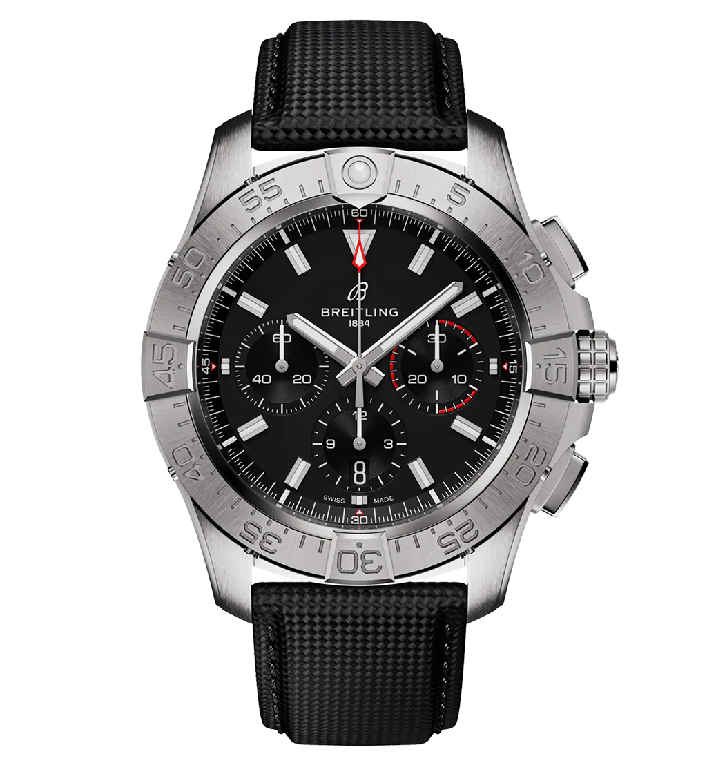 Breitling Avenger B01 Chronograph 44 Watch with Calfskin Leather Strap