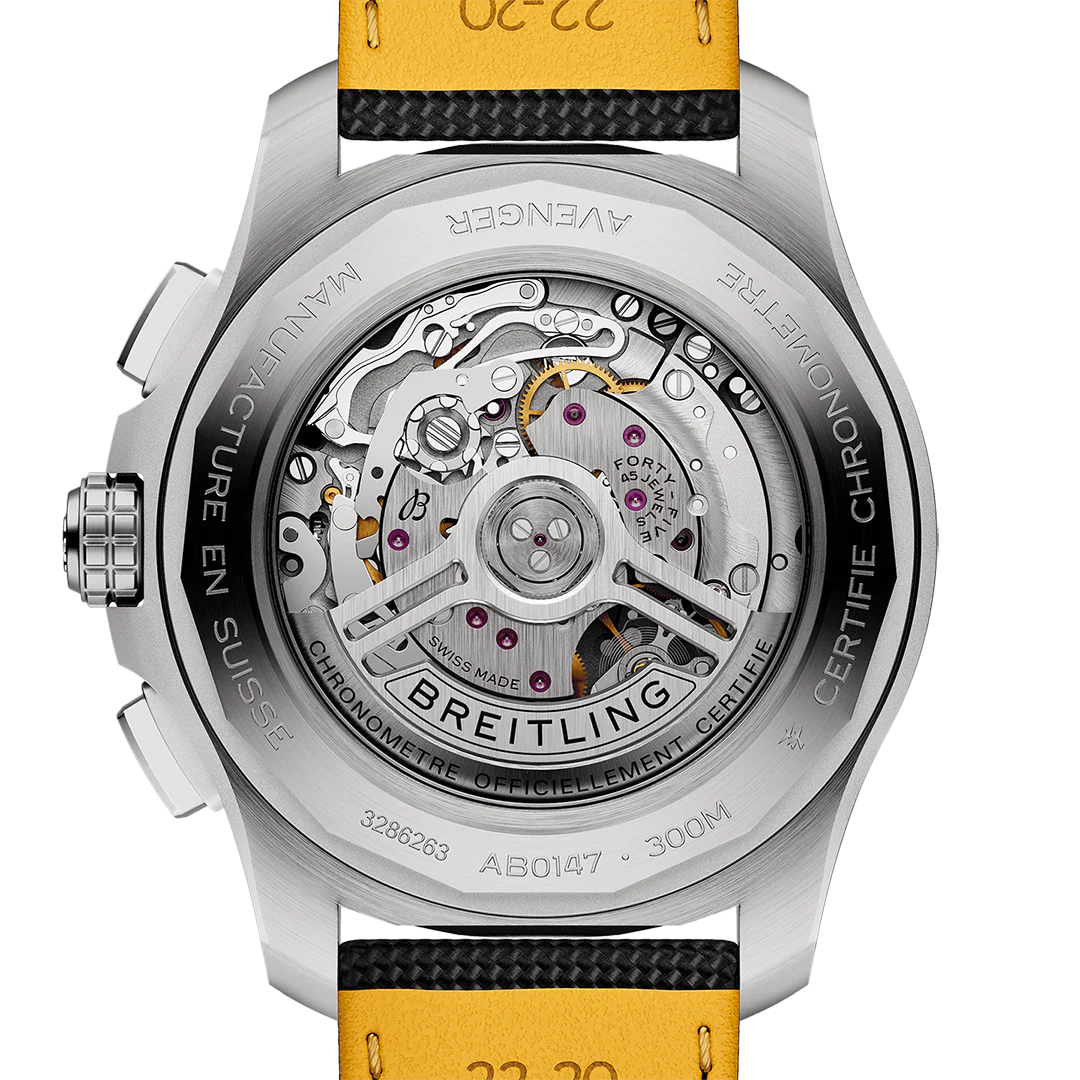 Breitling Avenger B01 Chronograph 44 Watch with Calfskin Leather Strap - Image 4