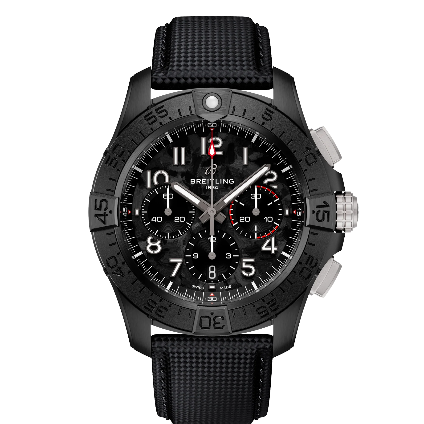 Breitling Avenger B01 Chronograph 44mm Night Mission Watch with Black Carbon Dial