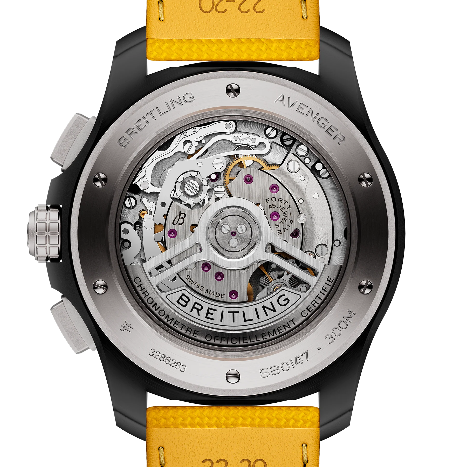 Breitling Avenger B01 Chronograph 44mm Night Mission Watch with Yellow Dial - Image 2