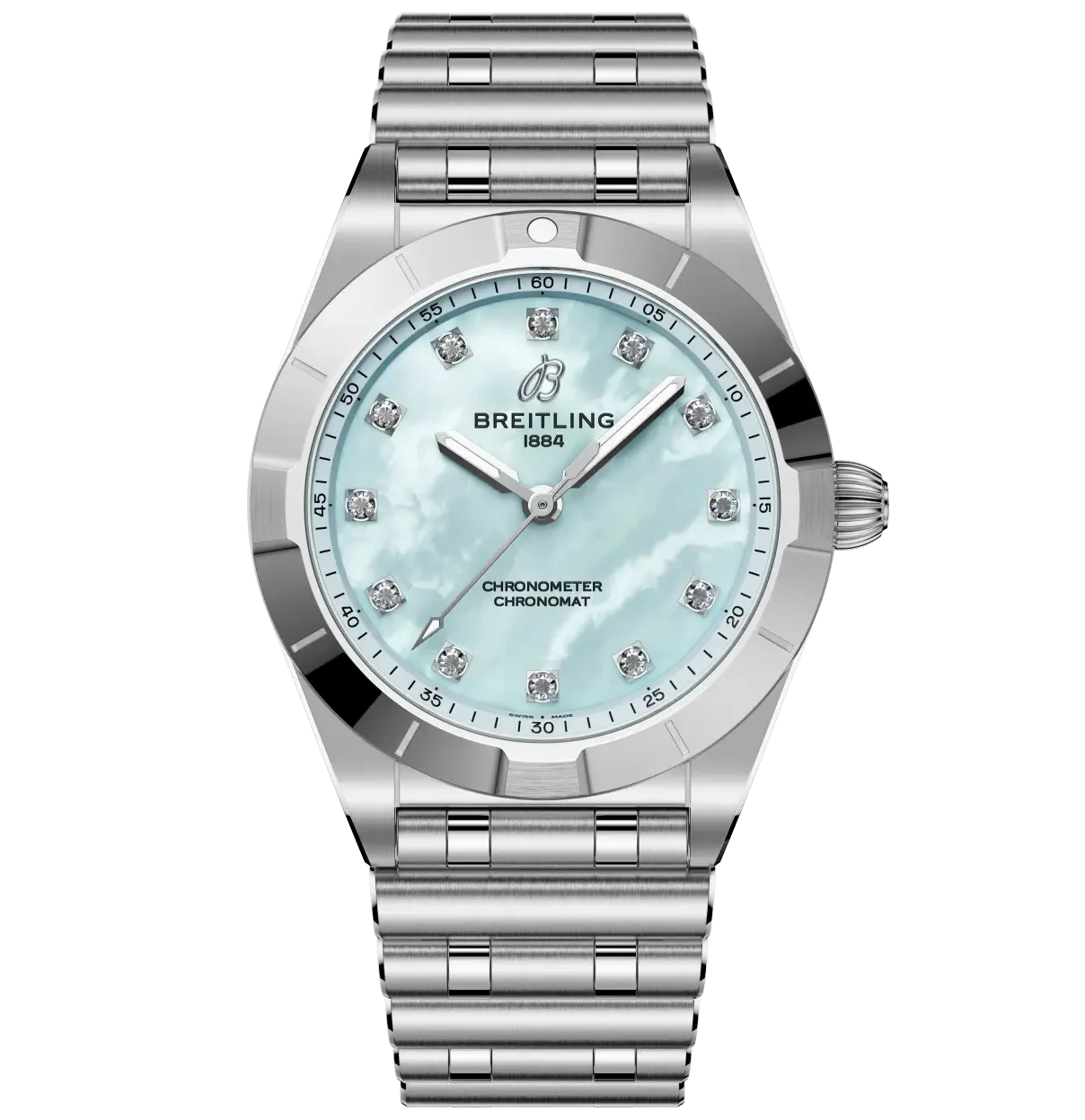 Breitling Chronomat 28 Watch with Blue Mother of Pearl Dial