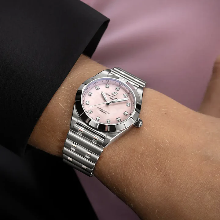 Breitling Chronomat 28 Watch with Pink Mother of Pearl Dial - Image 5
