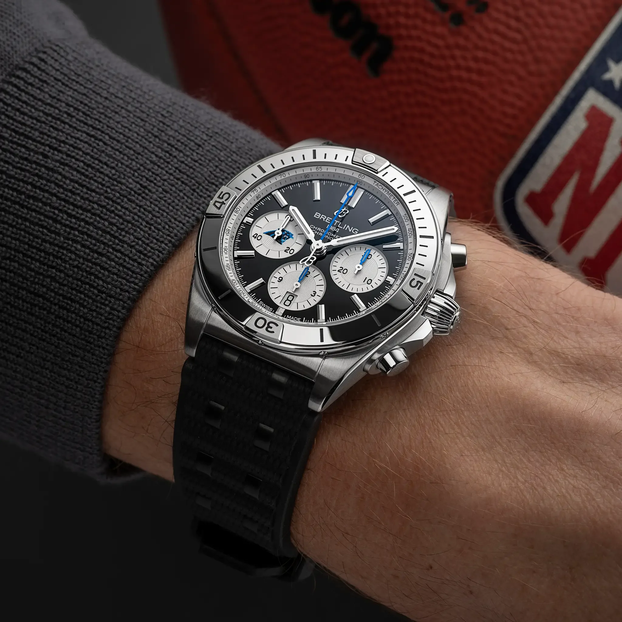 Breitling Chronomat B01 42 NFL Carolina Panthers Edition with Rubber Strap - Image 5