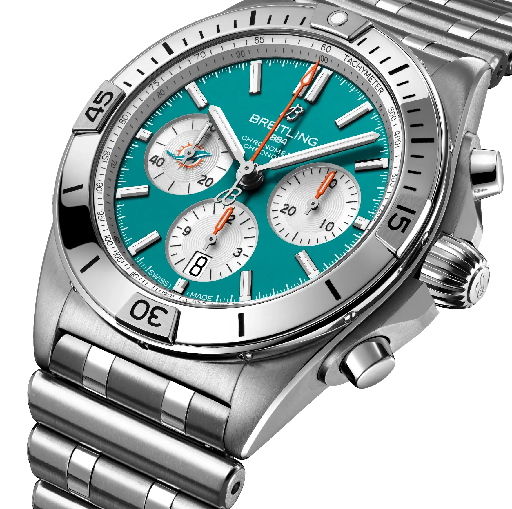 Breitling Chronomat B01 42 NFL Miami Dolphins Edition with Stainless Steel Bracelet - Image 3