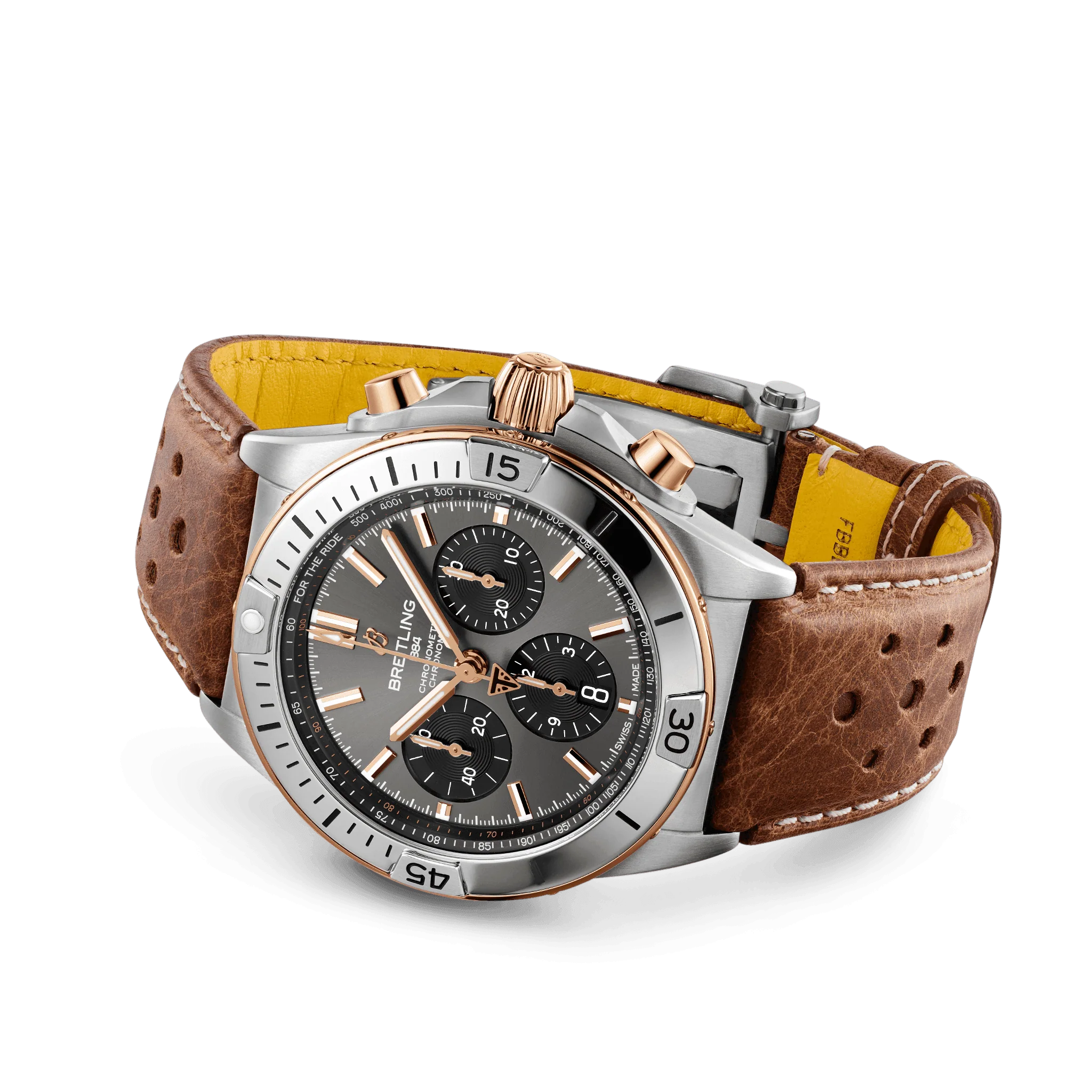 Breitling Chronomat B01 42 Triumph Watch with Brown Leather Strap - Image 4